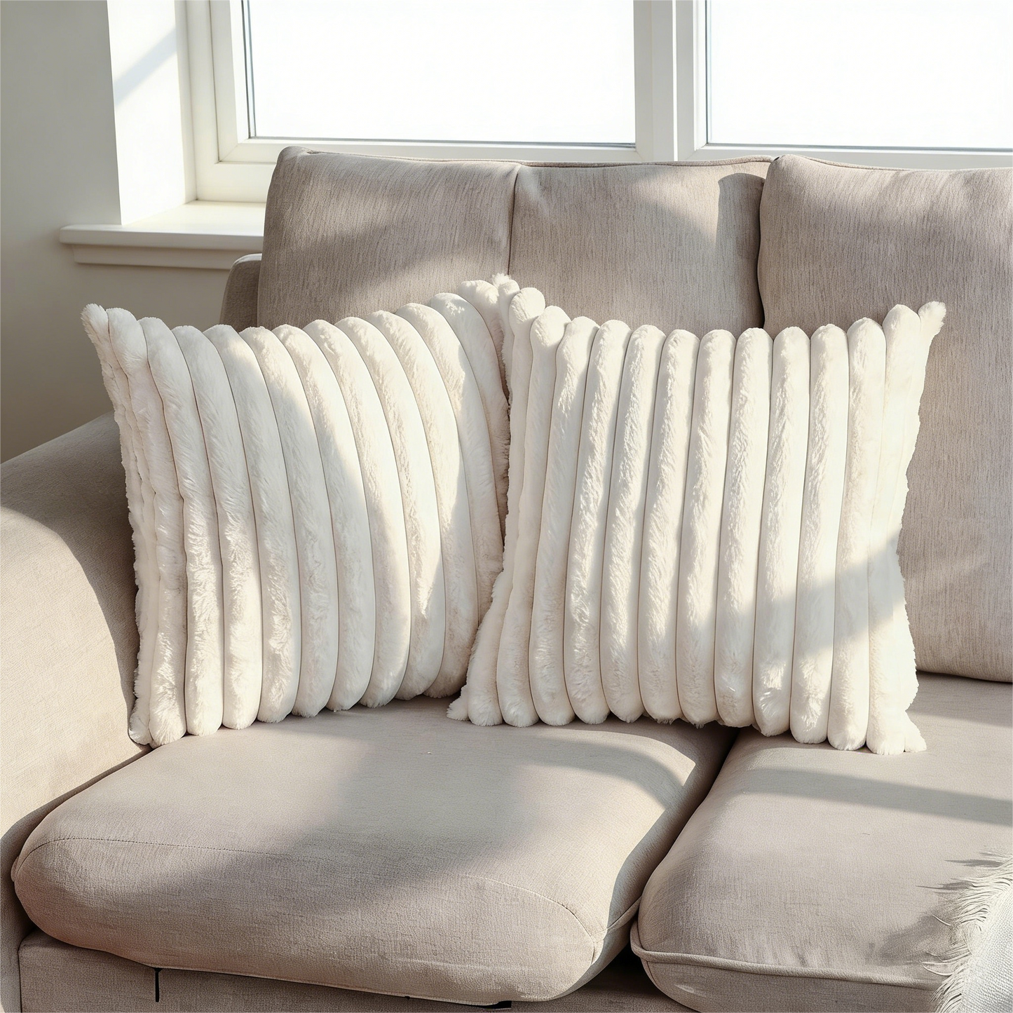 Plush Ribbed Throw Pillow – Soft Decorative Cushion for Home