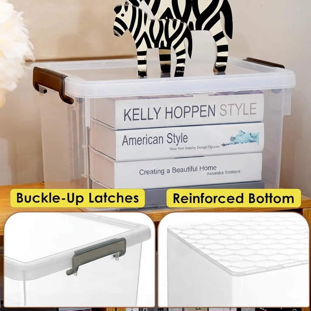 22.2 Qt Storage Bins, 4-Pack, Clear with Lids & Stackable