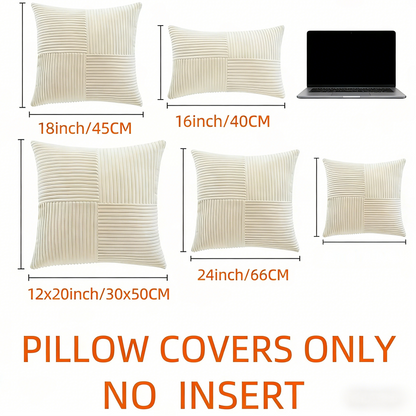 Textured Patchwork Corduroy Pillow Cover