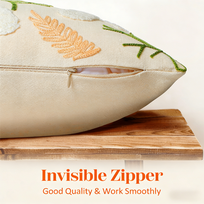 18x18 Handmade Embroidery Floral Pillow Cover