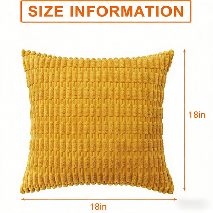 18x18 Inch Textured Corduroy Throw Pillow Cover