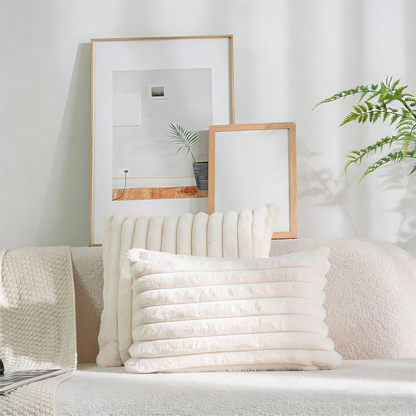Plush Ribbed Throw Pillow – Soft Decorative Cushion for Home