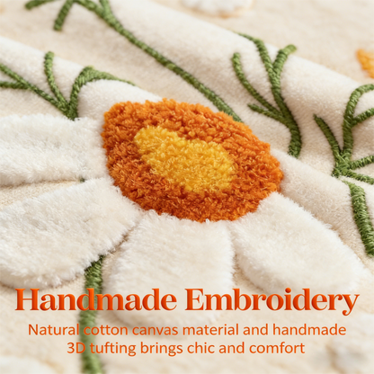 18x18 Handmade Embroidery Floral Pillow Cover