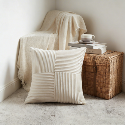 Textured Patchwork Corduroy Pillow Cover