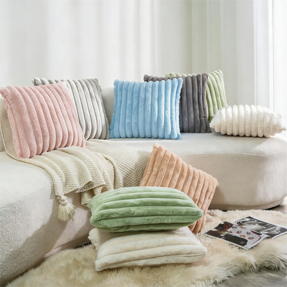 Plush Ribbed Throw Pillow – Soft Decorative Cushion for Home