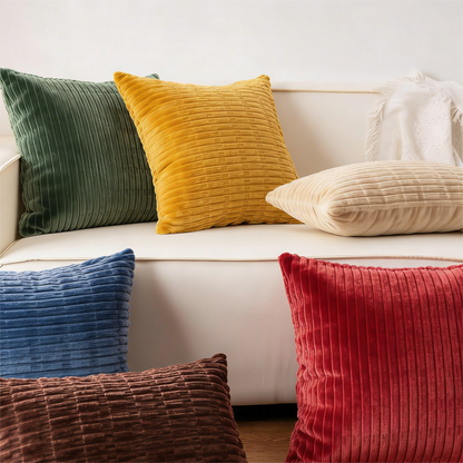 18x18 Inch Textured Corduroy Throw Pillow Cover