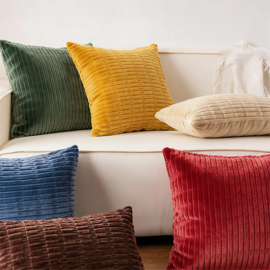 18x18 Inch Textured Corduroy Throw Pillow Cover