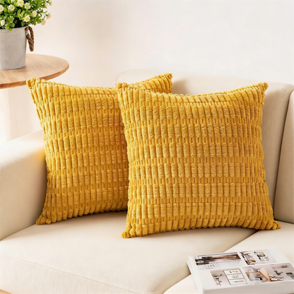 18x18 Inch Textured Corduroy Throw Pillow Cover