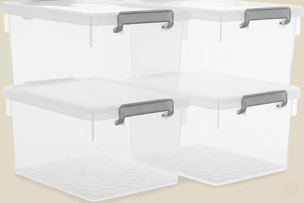 22.2 Qt Storage Bins, 4-Pack, Clear with Lids & Stackable