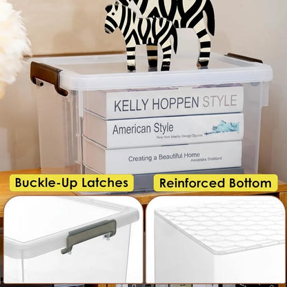 22.2 Qt Storage Bins, 4-Pack, Clear with Lids & Stackable